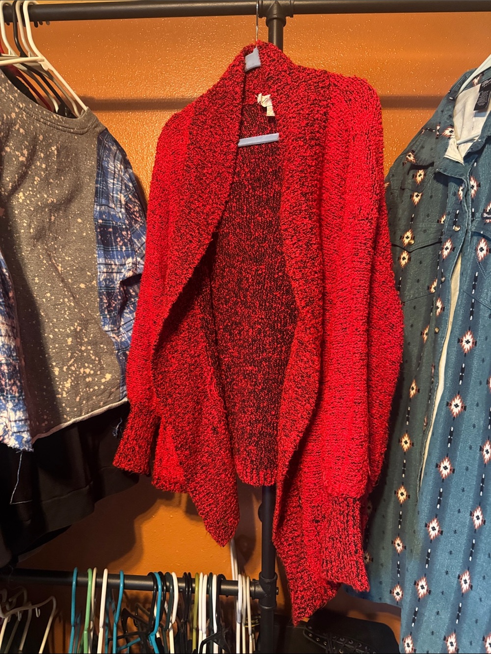 Cozy Open-Front Red Women's Cardigan Sweater